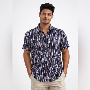 ROBERT GRAHAM Men’s Panama City Patriotic S/S Button-down Shirt, Size M, EUC